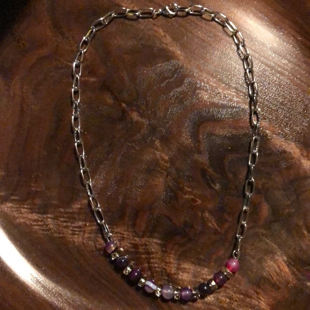 Agate and crystal necklace